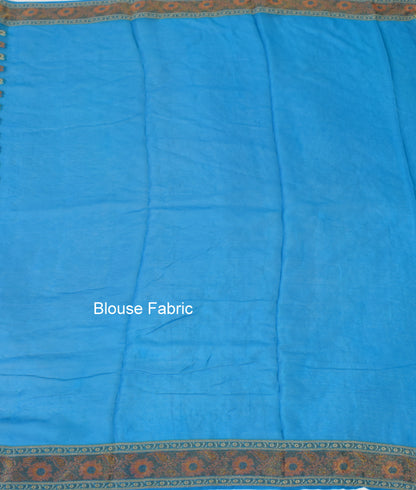 Teal Blue Pure Khaddi Chiffon Silk Banarasi Handloom Zari Woven Motifs Saree