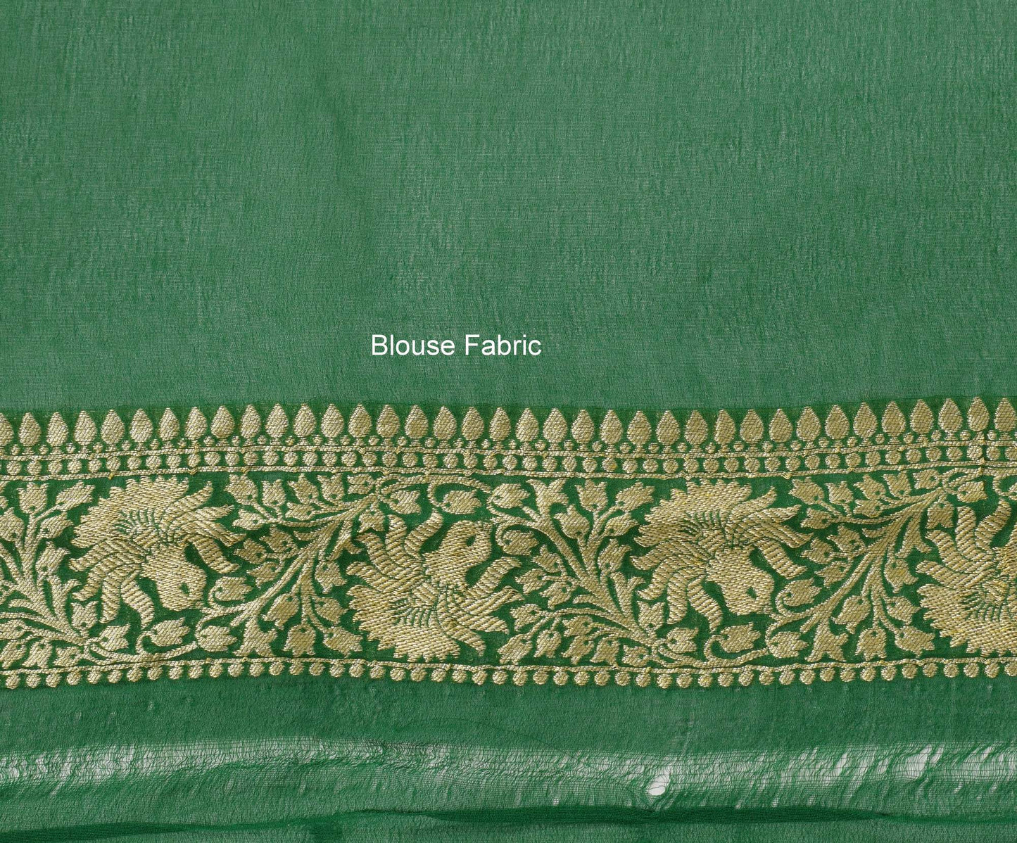 Green Pure Khaddi Georgette Silk Banarasi Handloom Woven Zari Zaal Saree Fabric