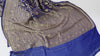 Blue Pure Khaddi Georgette Silk Banarasi Handloom Woven Zari Zaal Saree Fabric