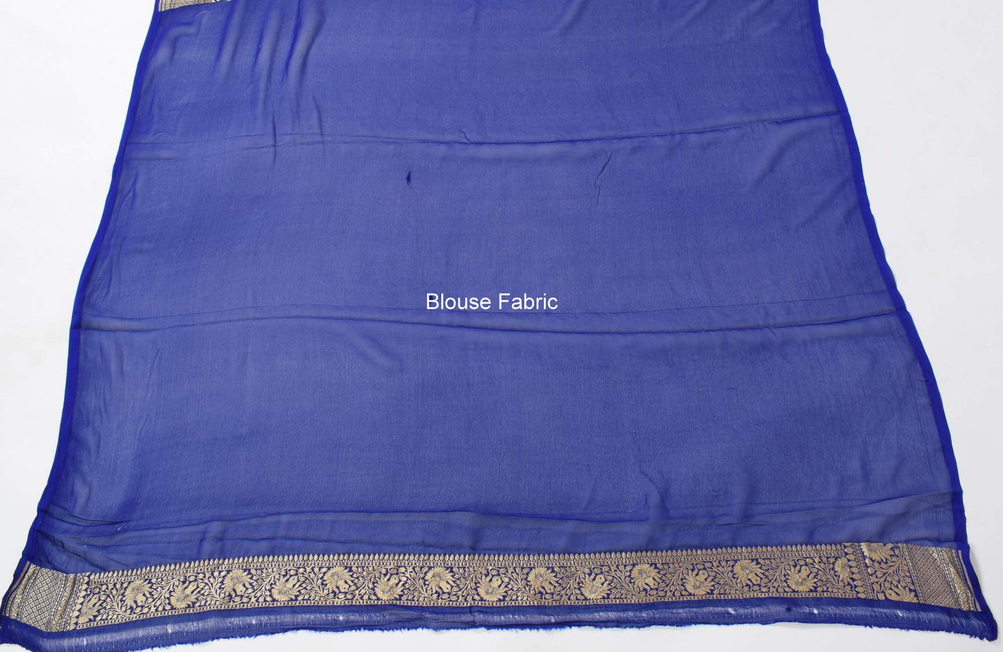 Blue Pure Khaddi Georgette Silk Banarasi Handloom Woven Zari Zaal Saree Fabric