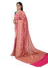Magenta Pure Khaddi Georgette Silk Banarasi Handloom Woven Zari Zaal Sari Fabric