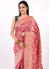 Magenta Pure Khaddi Georgette Silk Banarasi Handloom Woven Zari Zaal Sari Fabric