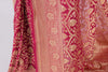 Magenta Pure Khaddi Georgette Silk Banarasi Handloom Woven Zari Zaal Sari Fabric