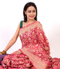 Magenta Pure Khaddi Georgette Silk Banarasi Handloom Woven Zari Zaal Sari Fabric