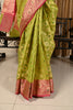 Banarasi Vastra Kora Silk Moonga Check Zari Zaal Contrast Pallu Border Green