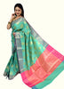 Banarasi Vastra Semi Katan Silk Woven Saree Golden Zari Buta Floral Border Green