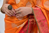 Banarasi Vastra Semi Katan Silk Woven Saree Silver Buta Contrast Skirt Border