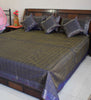 Banarasi Bed Cover Set Indian Ethnic Traditional Silk Woven Resham Brocade Blue