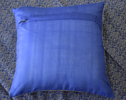 Banarasi Bed Cover Set Indian Ethnic Traditional Silk Woven Resham Brocade Blue