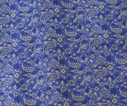 Banarasi Bed Cover Set Indian Ethnic Traditional Silk Woven Resham Brocade Blue