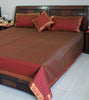 Banarasi Bed Cover Set Indian Ethnic Traditional Woven Resham Brocade Maroon
