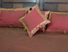 Banarasi Bed Cover Set Indian Ethnic Traditional Woven Resham Brocade Maroon