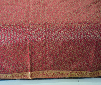 Banarasi Bed Cover Set Indian Ethnic Traditional Woven Resham Brocade Maroon