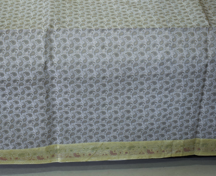 Banarasi Bed Cover Set Indian Ethnic Traditional Silk Woven Resham Brocade White