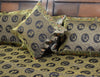 Banarasi Bed Cover Set Indian Ethnic Traditional Silk Woven Animal Brocade Black