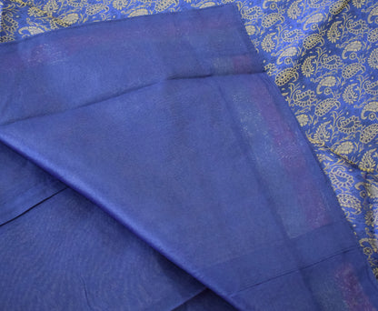 Banarasi Bed Cover Set Indian Ethnic Traditional Silk Woven Resham Brocade Blue