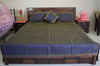 Banarasi Bed Cover Set Indian Ethnic Traditional Silk Woven Resham Brocade Blue