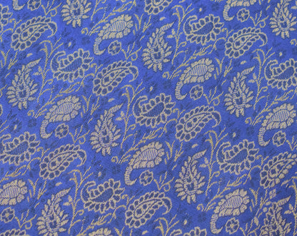 Banarasi Bed Cover Set Indian Ethnic Traditional Silk Woven Resham Brocade Blue