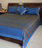 Banarasi Bed Cover Set Indian Ethnic Traditional Silk Woven Resham Brocade Blue