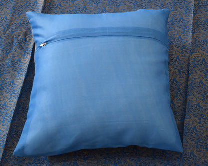 Banarasi Bed Cover Set Indian Ethnic Traditional Silk Woven Resham Brocade Blue