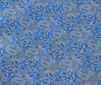 Banarasi Bed Cover Set Indian Ethnic Traditional Silk Woven Resham Brocade Blue