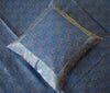Banarasi Bed Cover Set Indian Ethnic Traditional Silk Woven Resham Brocade Blue