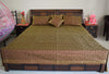 Banarasi Bed Cover Set Indian Ethnic Traditional Silk Woven Resham Brocade Brown