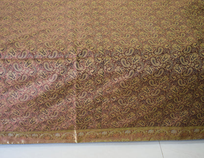 Banarasi Bed Cover Set Indian Ethnic Traditional Silk Woven Resham Brocade Brown