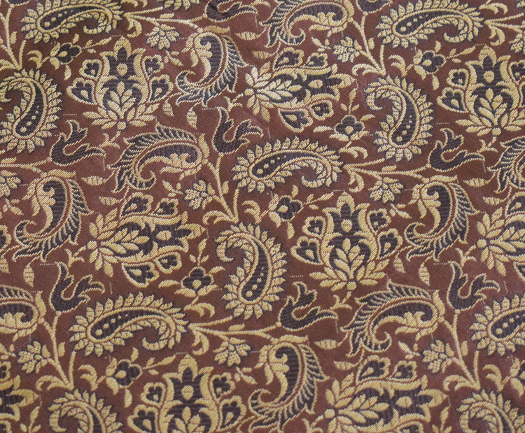 Banarasi Bed Cover Set Indian Ethnic Traditional Silk Woven Resham Brocade Brown