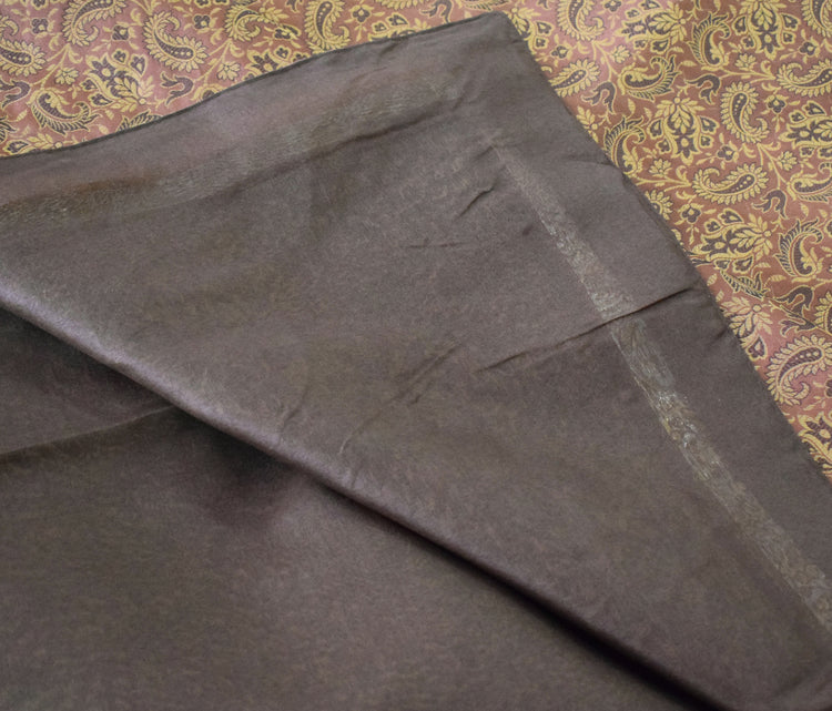 Banarasi Bed Cover Set Indian Ethnic Traditional Silk Woven Resham Brocade Brown