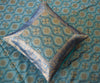 Banarasi Bed Cover Set Indian Ethnic Traditional Silk Woven Resham Brocade Blue