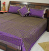 Banarasi Bed Cover Set Indian Ethnic Traditional Woven Resham Brocade Purple