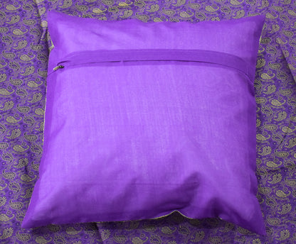 Banarasi Bed Cover Set Indian Ethnic Traditional Woven Resham Brocade Purple
