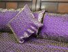 Banarasi Bed Cover Set Indian Ethnic Traditional Woven Resham Brocade Purple