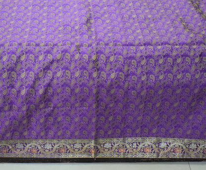 Banarasi Bed Cover Set Indian Ethnic Traditional Woven Resham Brocade Purple