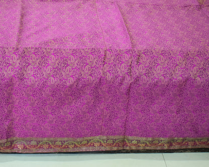 Banarasi Bed Cover Set Indian Ethnic Traditional Woven Resham Brocade Magenta