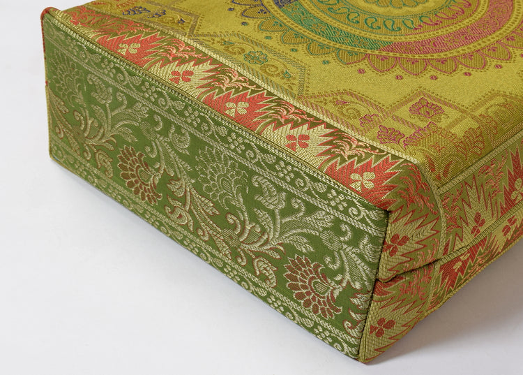 Green Indian Ethnic Woven Zari Brocade Fabric Handbag Mandala Shoulder Hand Bag