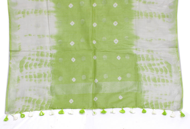 Pure Cotton Green Dress Material Woven Ikaat Bhagalpuri Salwar Kameez Dupatta