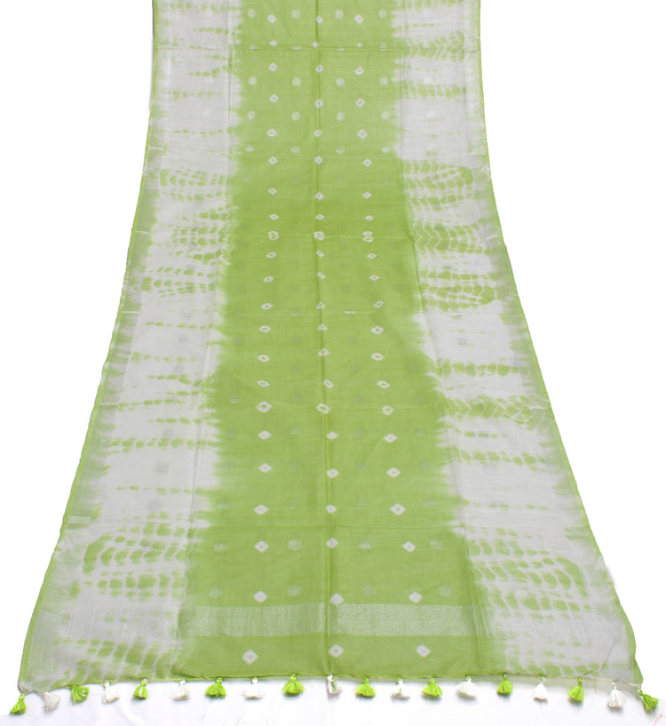 Pure Cotton Green Dress Material Woven Ikaat Bhagalpuri Salwar Kameez Dupatta