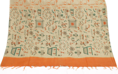 Khadi Cotton Silk Cream Dress Material Printed Bhagalpuri Salwar Kameez Dupatta
