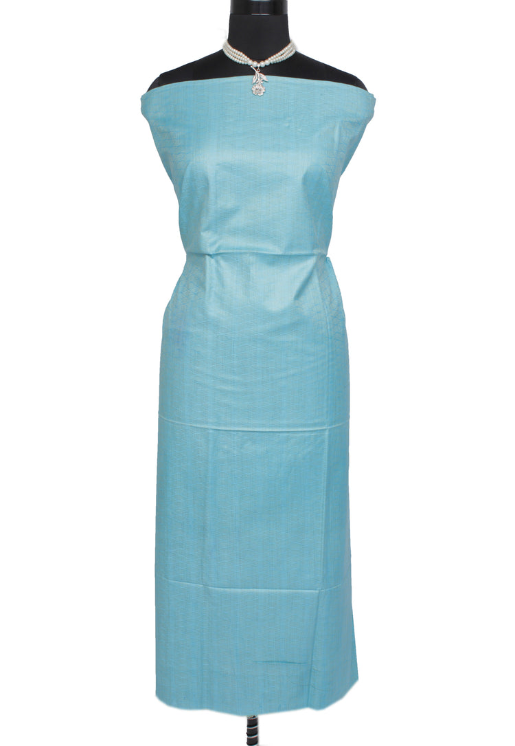 Cotton Silk Blue Dress Material Woven Bhagalpuri Salwar Kameez Dupatta Set