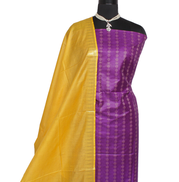 Blend Katan Silk Purple Dress Material Woven Bhagalpuri Salwar Kameez Dupatta