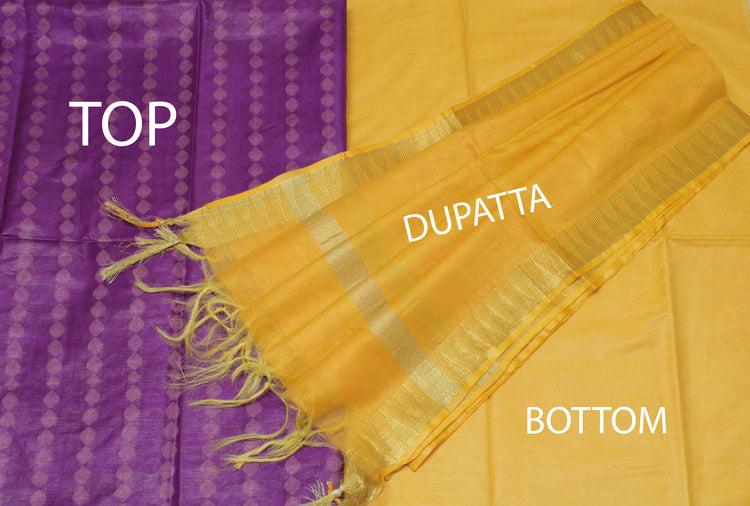 Blend Katan Silk Purple Dress Material Woven Bhagalpuri Salwar Kameez Dupatta
