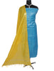 Blend Katan Silk Blue Dress Material Woven Bhagalpuri Salwar Kameez Dupatta Set