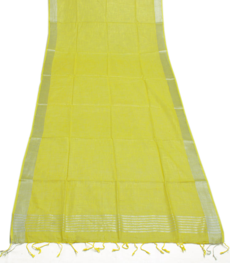 Cotton Silk Lemon Dress Material Woven Bhagalpuri Salwar Kameez Dupatta Set