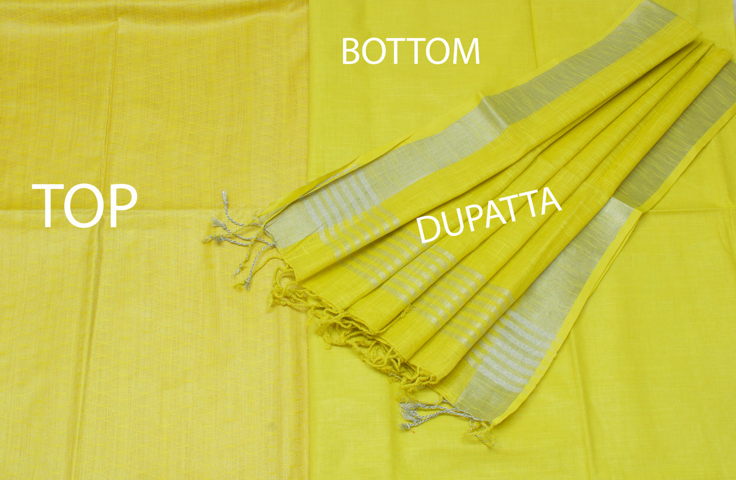 Cotton Silk Lemon Dress Material Woven Bhagalpuri Salwar Kameez Dupatta Set