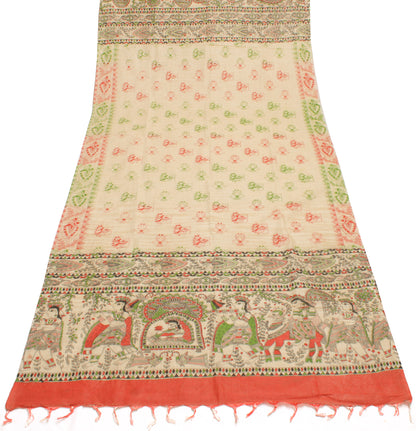 Pure Cotton Cream Dress Material Woven Printed Bhagalpuri Salwar Kameez Dupatta