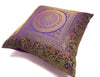 16x16 Inch Indian Woven Zari Brocade Banarasi Silk Mandala Cushion Covers Purple