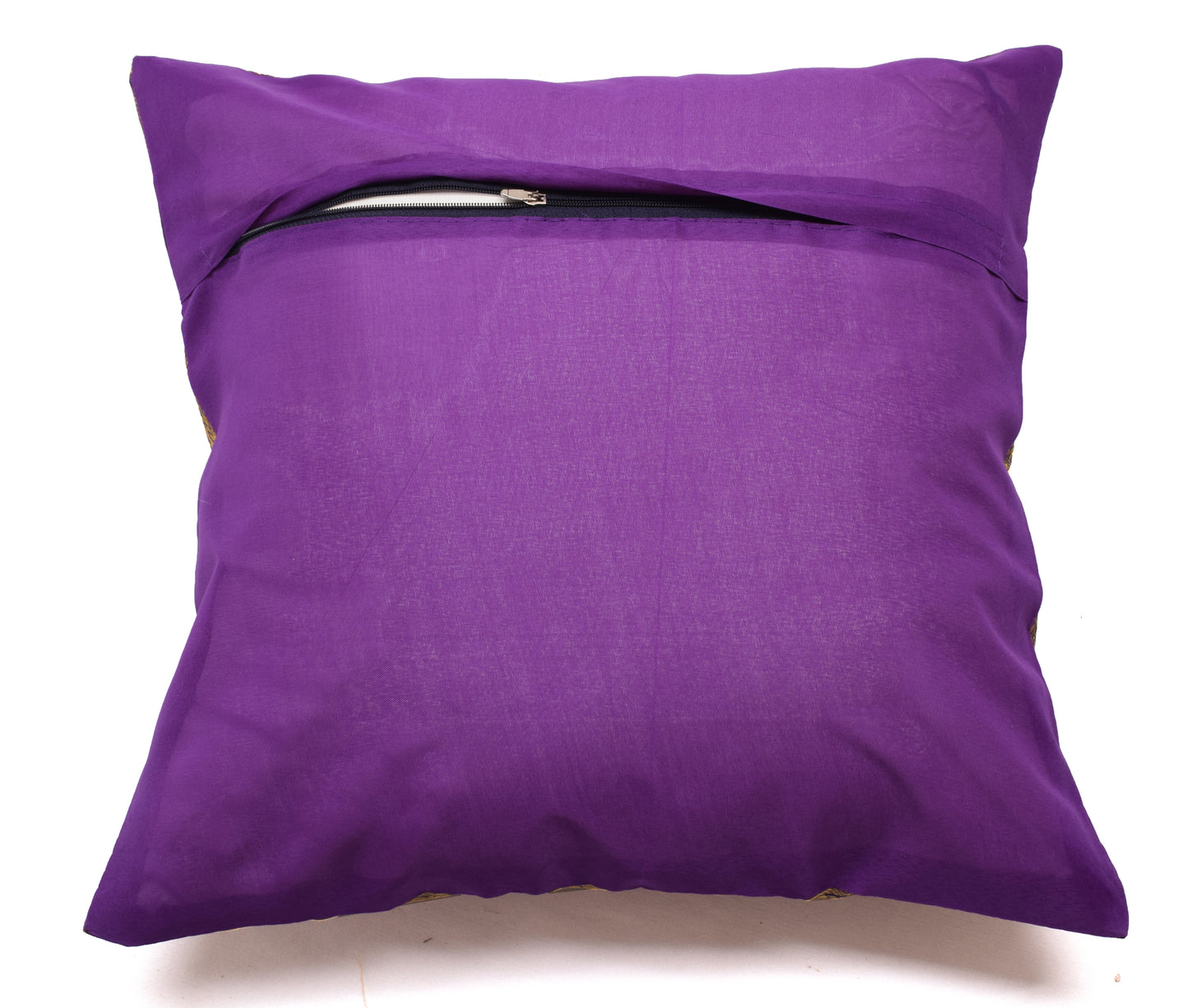 16x16 Inch Indian Woven Zari Brocade Banarasi Silk Mandala Cushion Covers Purple