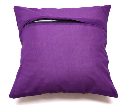 16x16 Inch Indian Woven Zari Brocade Banarasi Silk Mandala Cushion Covers Purple